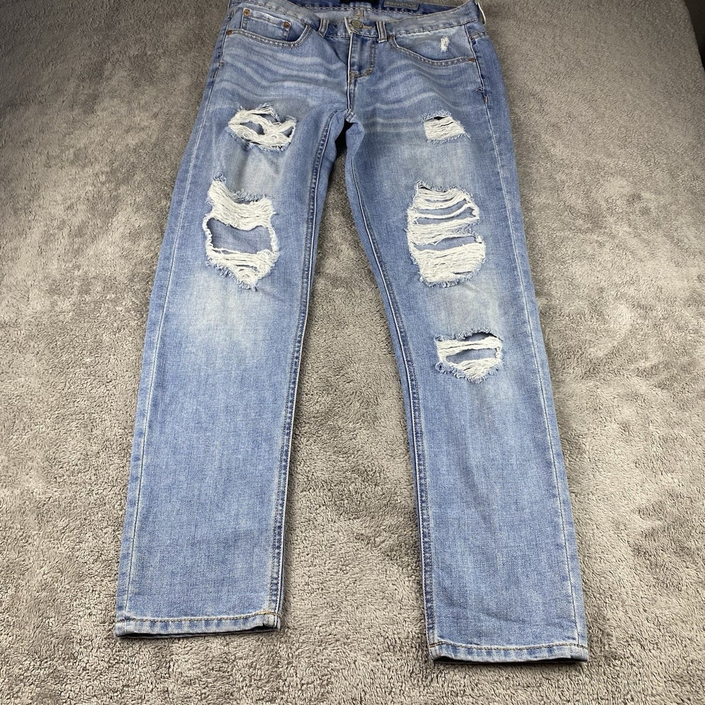 Aeropostale‎ Boyfriend Jeans Womens 4 Blue Medium Wash Mid Rise Distressed